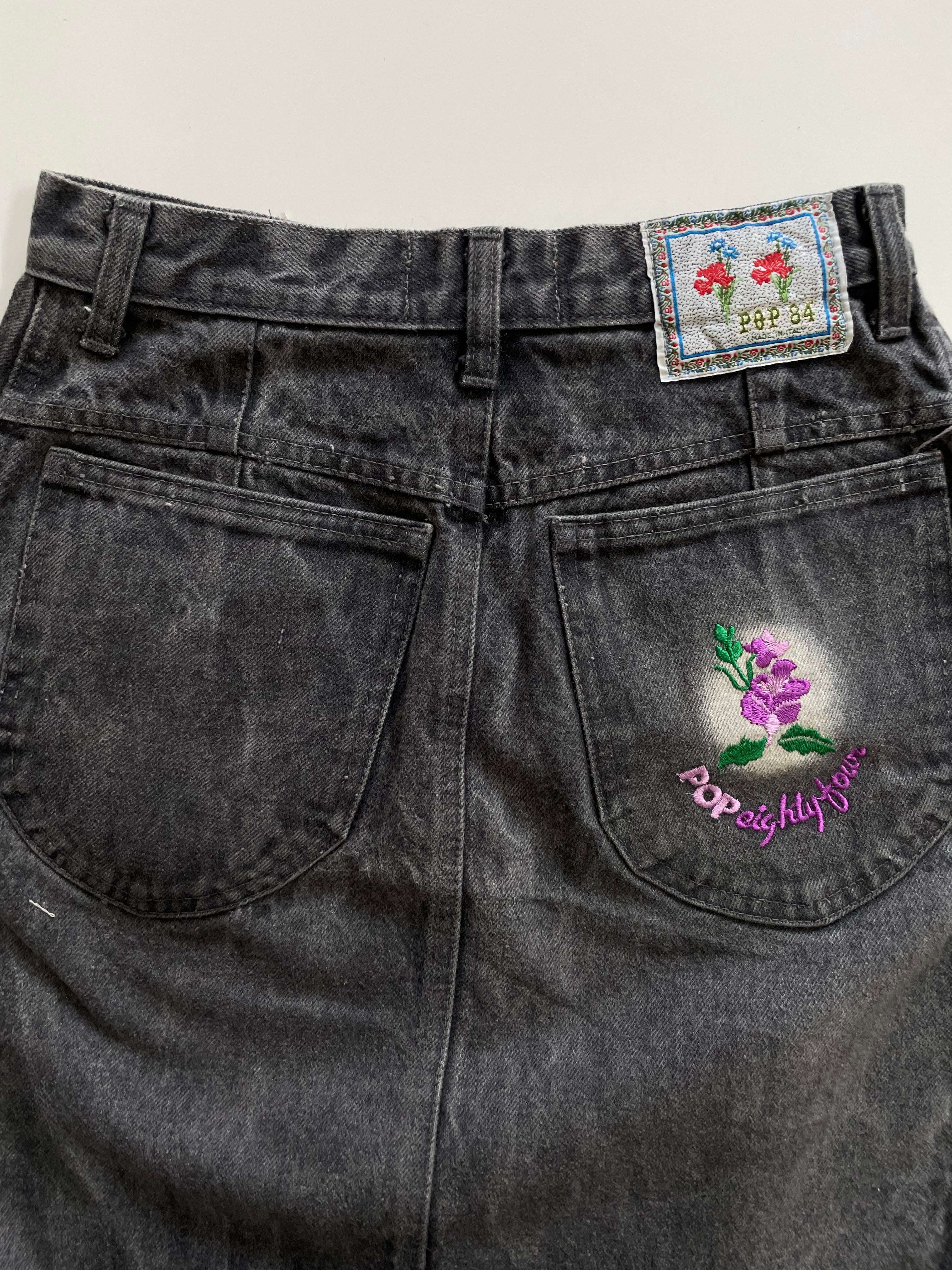 POP84 EMBROIDERED DENIM SKIRT - WAIST 26 - Image 3